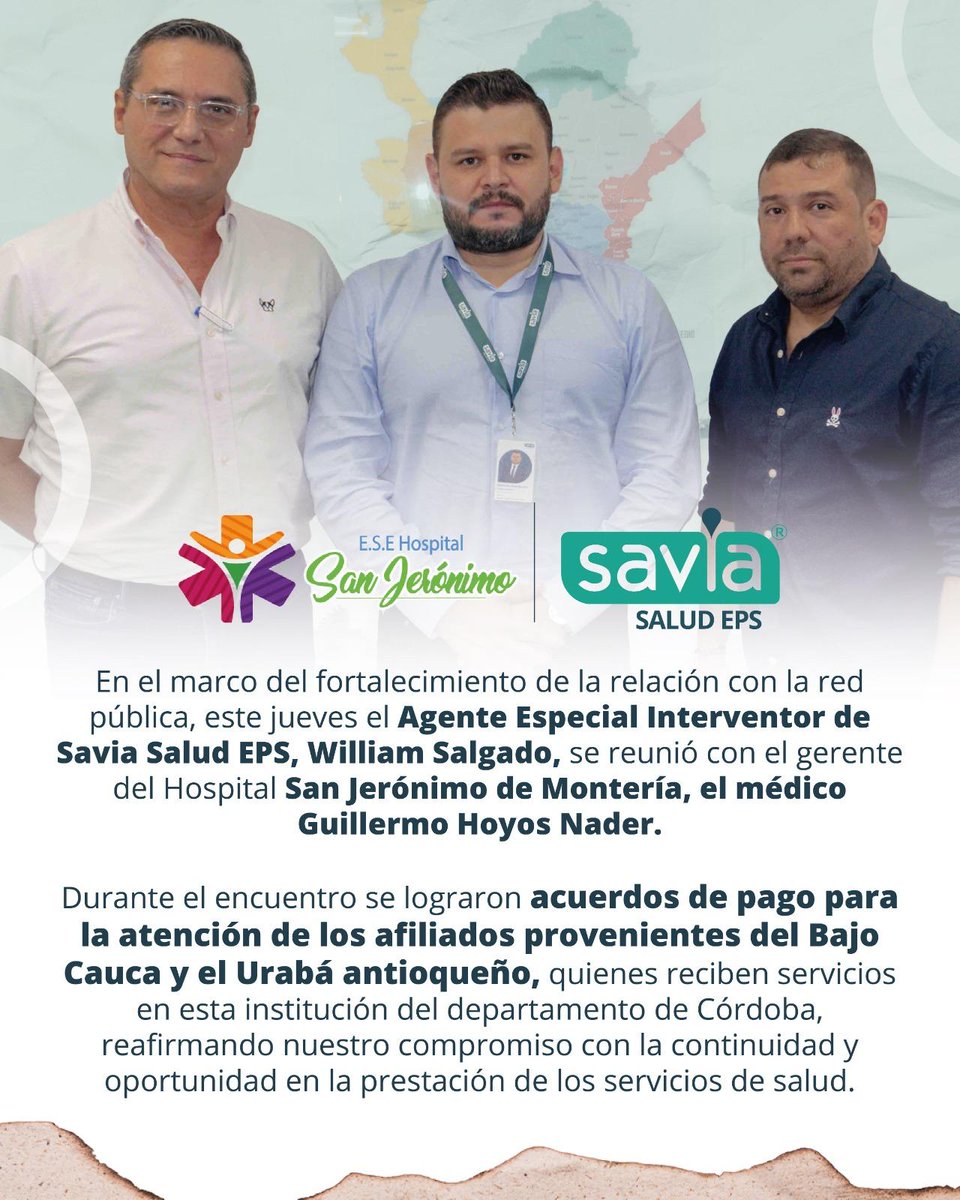 Fortalecemos la articulación con la red pública de salud. Avanzamos en acuerdos con Savia Salud EPS para garantizar la continuidad y oportunidad en la atención de nuestros usuarios.

@supersalud @minsalud