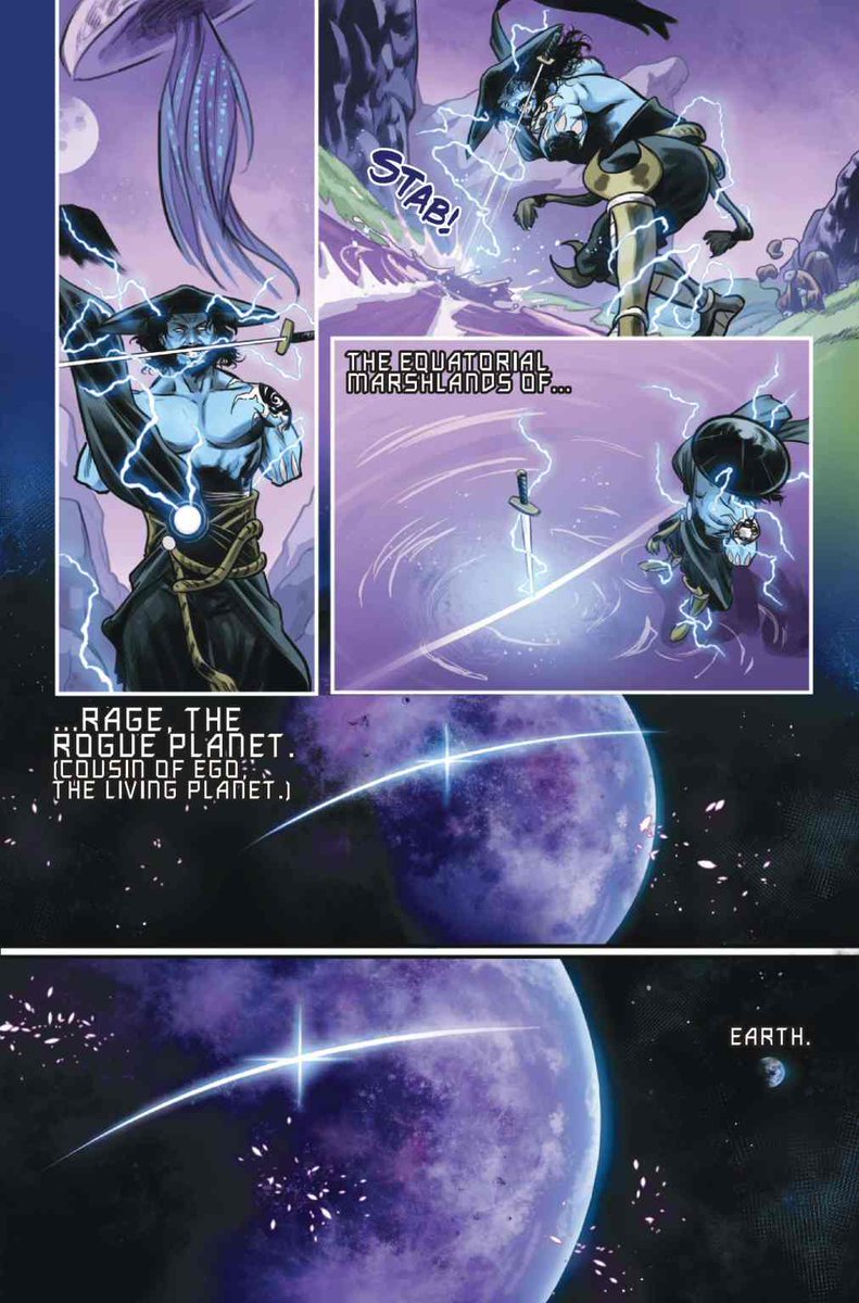 #xspoilers Thunder God Susanoo uses his sword to control a planets trajectory, leading it straight to earth. He knows that the only way for Storm to kill him is if he threatens others.