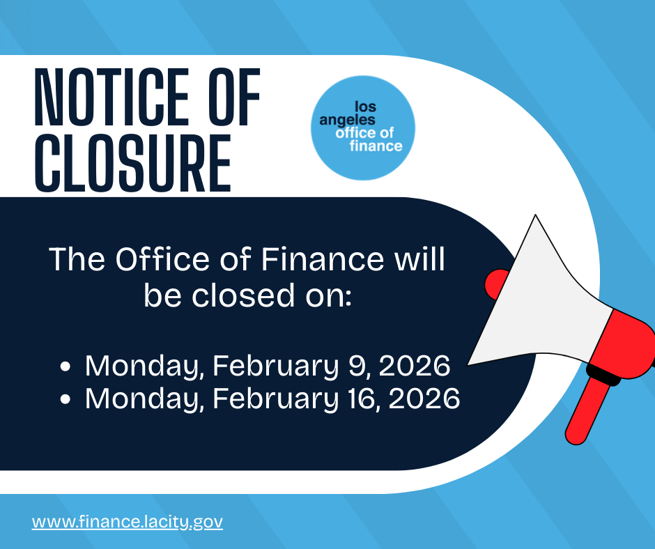 Office of Finance Closure Notice 

The Office of Finance will be closed on  February 9th, 2026, and February 16th, 2026.
We encourage everyone to check the Office of Finance website for the most up-to-date hours and information. Schedule your appointment today.