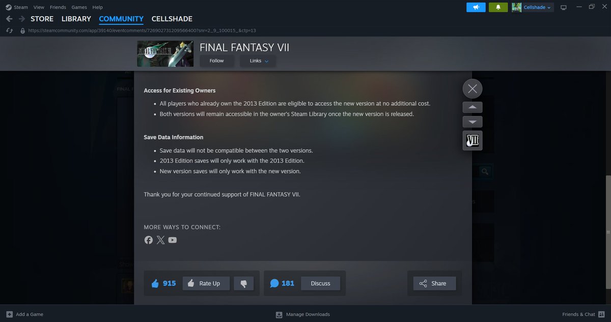 I guess we'll have to wait for later <a href="/Gronk__Squad/">Gronk Squad</a> episode to report on this.

SquareEnix posted an update on the Steam version of FF7.

They're making "improved gameplay experiences" but not saying what they are.

<a href="/LethalLightnin/">Lethal Lightning</a> <a href="/Mrmozza22/">Mozza</a> <a href="/The_Creamnado/">Cream</a> <a href="/TheJohnConners/">John Conners</a>