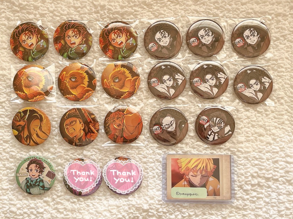 交換 譲渡】鬼滅の刃 缶バッジ 譲：竈門炭治郎 嘴平伊之助 竈門禰豆子