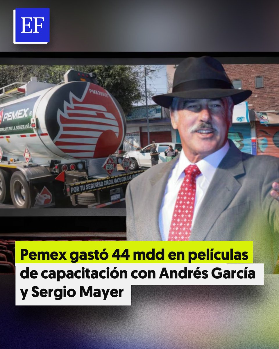 ElFinanciero_Mx's tweet photo. De petroleros a cineastas: Pemex gastó más de 40 millones de dólares en películas protagonizadas por Andrés García, Sergio Mayer y otros famosos dedicadas para los trabajadores. 
https://t.co/IzGHKs4u1I https://t.co/gpEcP8iz7y