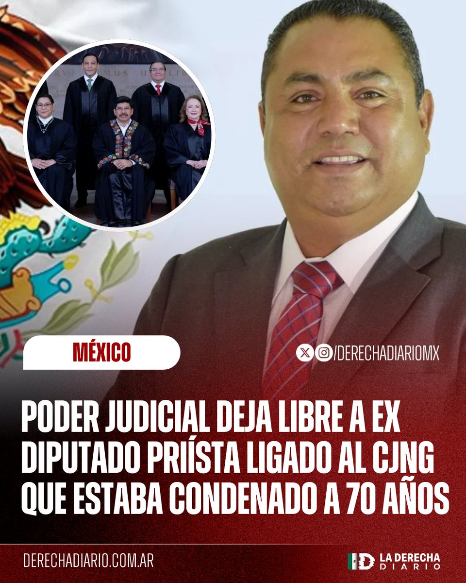 🚨🇲🇽 | LIBERANDO CRIMINALES: Por ordenes del nuevo Poder Judicial impuesto por el narco, se liberó al ex diputado priísta Gustavo Díaz, alías "El Gato", condenado a 70 años de prisión luego de ser hallado culpable en el homicidio de una madre y su hijo y estar ligado al CJNG.