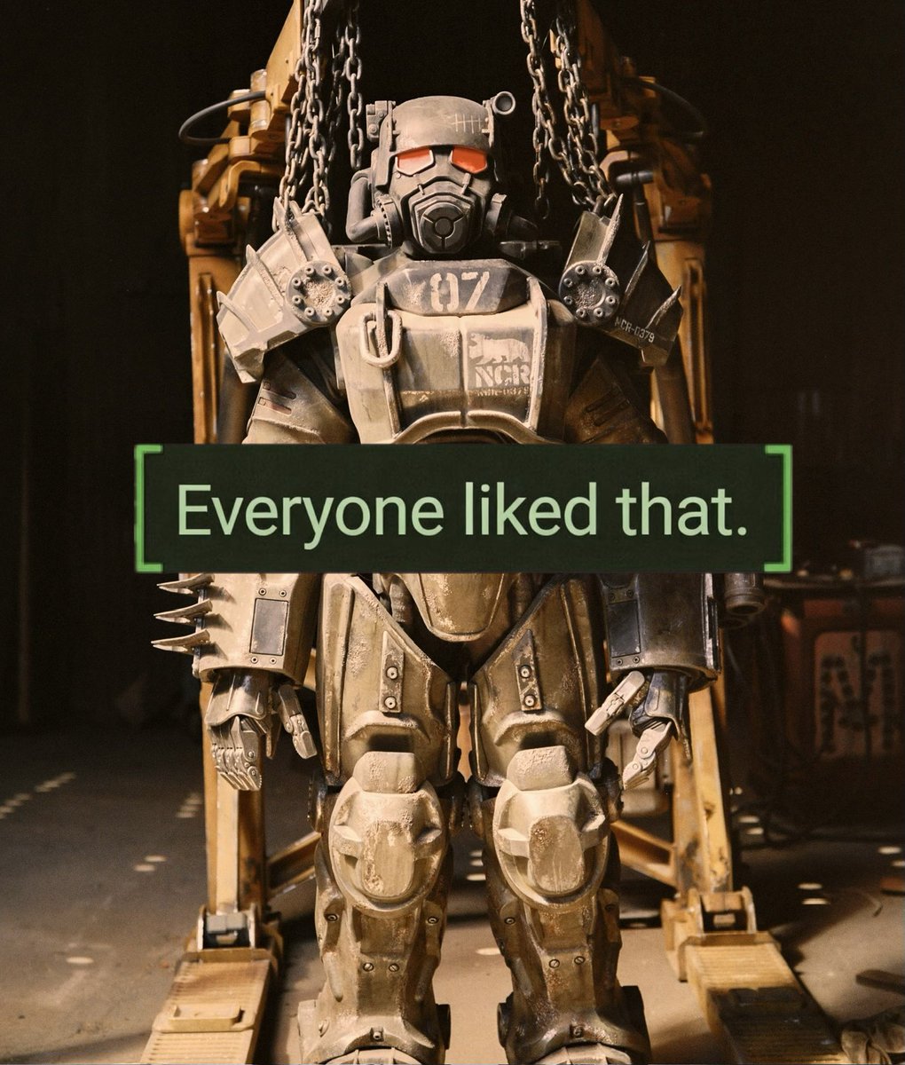 FilmsFallout's tweet photo. NCR Power Armor reveal in episode 7 was glorious. https://t.co/hnuDsCrvTF