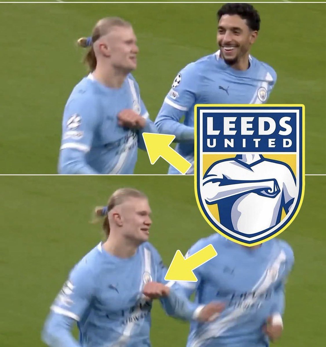 ultras_antifaa's tweet image. Erling Haaland celebrated his goal against Turkish club Galatasaray yesterday using a gesture associated with Leeds United supporters.

Haaland was born in Leeds in 2000, during the period when his father was playing for Leeds United. 

In 2000, ahead of the UEFA Cup semi-final,…