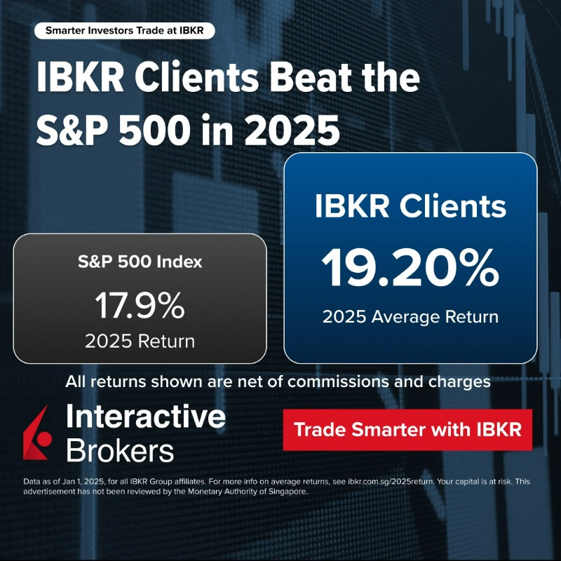 IBKR's tweet photo. IBKR retail clients averaged 19.20% in 2025, beating the S&amp;P 500’s 17.9%. The best-informed investors choose Interactive Brokers.
