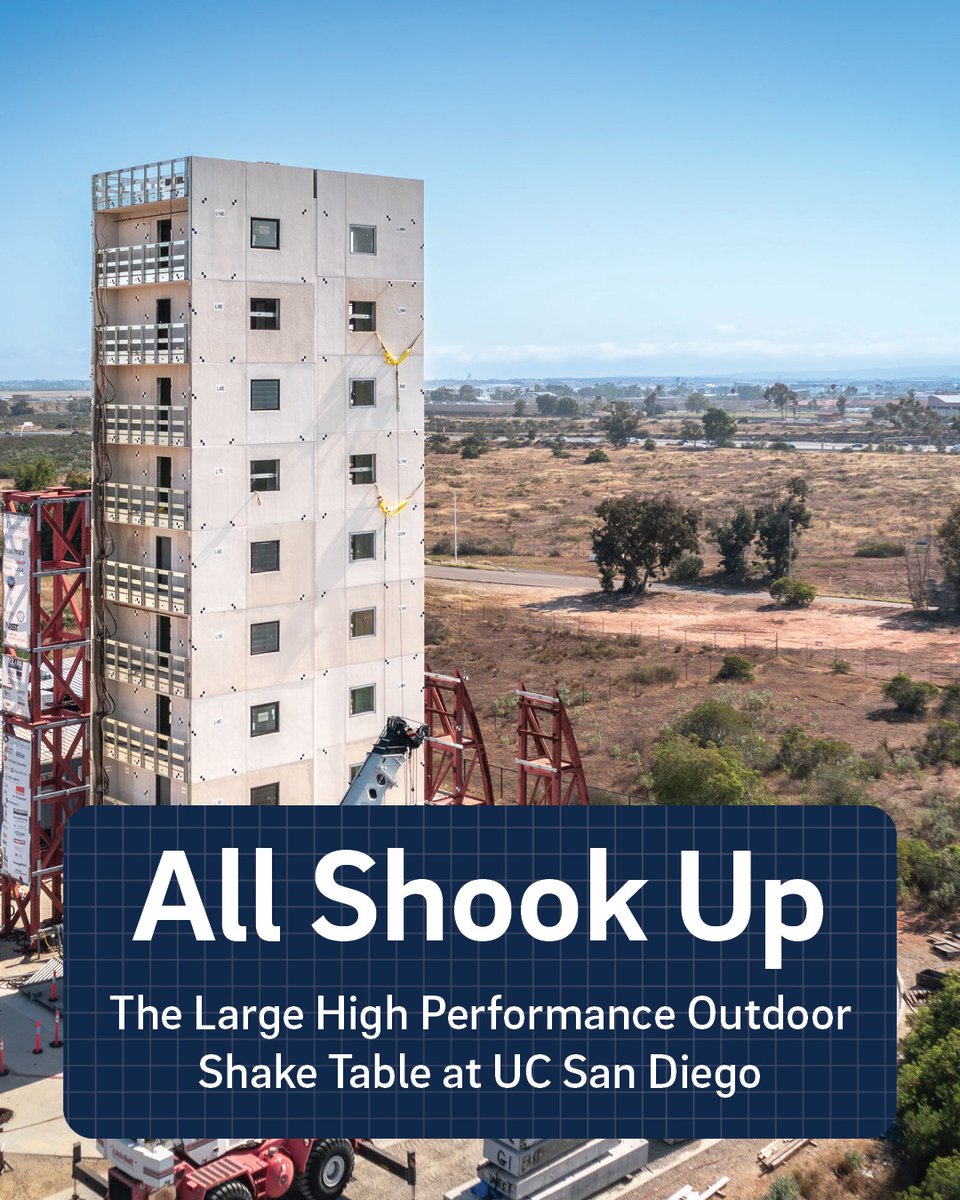 UCSanDiego's tweet image. Shake it. Test it. Make it safer. UC San Diego researchers @ucsdjacobs put a 10-story steel building through extreme earthquake and fire tests at the world’s only outdoor shake table capable of testing structures over 90 feet tall. bit.ly/4rk141M #StructuralEngineering