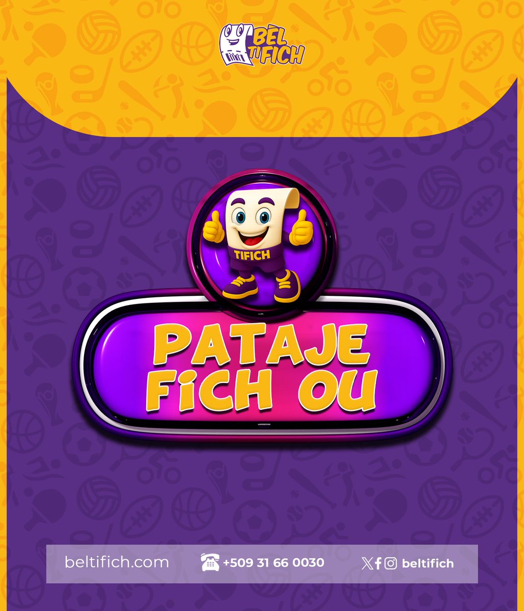 Men sa k ap MENNEN nan zafè PARYAJ la nan moman an🫵🏾 #PATAJEFICHOU 🎟️ 
depi w fin fè FICH la ou ka tou PATAJE l sou SIT la e fè plis KÒB si yo Jwe l e si FICH la genyen🙌🏾#MOVeJON 🟪🟨 #ParyajSaRèd🔥

#fèfichoubèlfèPòchouBèl 💵🇭🇹