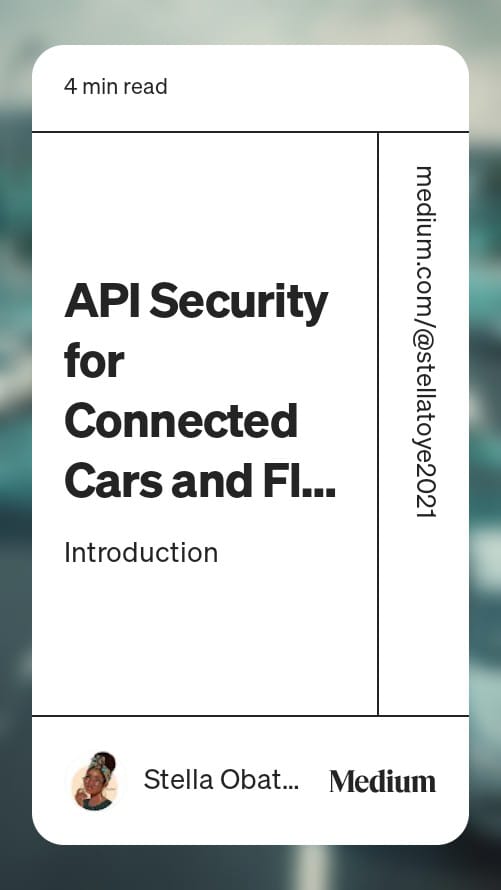 StellaObatoye's tweet photo. Day 29

I published an article, "API Security for Connected Cars and Fleets: My CyberSafe Training Experience (Week 8)" https://t.co/8wG7IhYrsL

 Studied more about CORS on @PortSwigger 

Currently working on another article...

#OneCybersecurityThingADay https://t.co/0opKSee30c