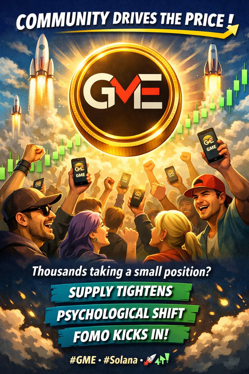 Markets move on attention + conviction. If thousands of people take even a small position in Get Money Economics, the supply tightens, momentum builds, and psychology flips from doubt to FOMO. Community is the catalyst. Get in before website launch!🧠📈 #GME #Solana