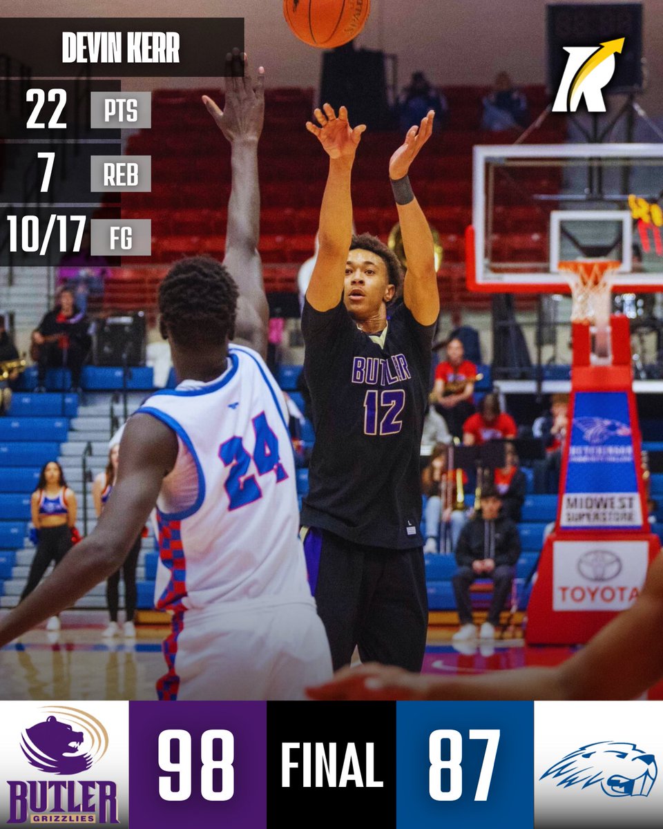 JC4PT's tweet image. JC: 6’6 sophomore guard Devin Kerr of Butler delivered 22 points and 7 rebounds while shooting 10-for-17 from the field in a 98-87 victory.