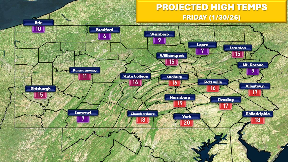 FRIDAY FORECAST

Cold and dry with relatively light winds. Highs 20 degrees below average in the teens