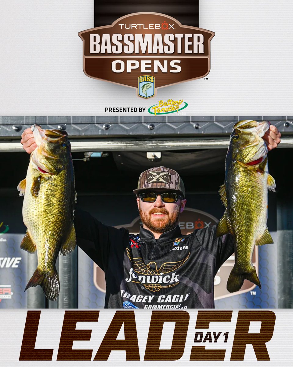 bassmaster's tweet photo. Cody Stahl takes the Day 1 lead at the 2026 @TurtleboxAudio Bassmaster Open at Kissimmee Chain presented by @Batterytender with 28 pounds, 9 ounces! 

#bass #bassmaster #BassOpen #leader #kissimmeflorida https://t.co/ApK21BntWg