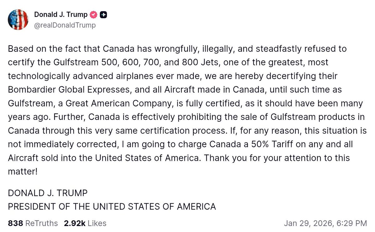 This is exactly why countries should not buy F35s. I am sorry we did. Get out of as much American as possible that this man can use to extort your country.
