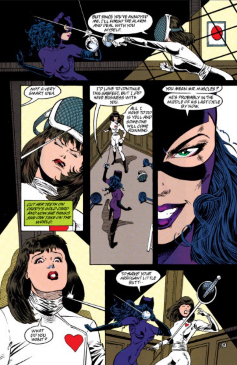 kingchiroptera's tweet photo. Catfact! #catfact #catwoman
Selina is actually a very good fencer/swordsman. From ninjas to world class fencers, deadshot to father valley—she’s extremely talented with a sword!!
| Catwoman (1993) #23 | Catwoman (1993) #| Catwoman (1993) #16| https://t.co/lDcHstvenI