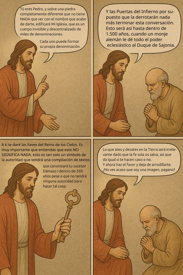 Como los sectarios protestante, interpretan Mateo 16:18–19.
Y....
Cuándo el Espíritu Santo no los asiste en sus sectas, solo interpretan ficción...