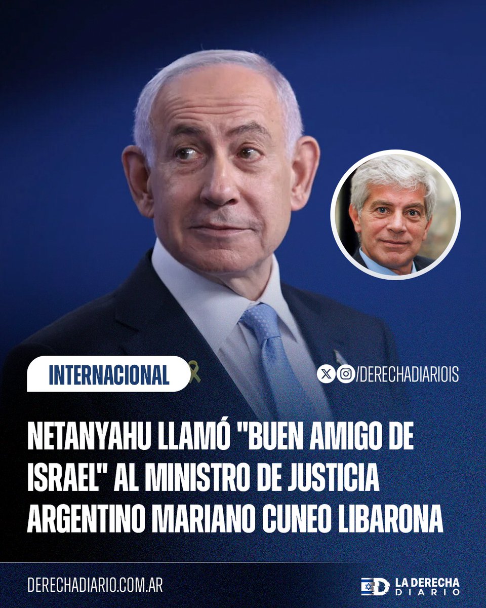DerechaDiarioIS's tweet image. 🇮🇱🇦🇷 | El primer ministro Netanyahu destacó la labor del ministro de Justicia argentino, Mariano Cuneo Libarona, durante la Conferencia Anual contra el Antisemitismo.
