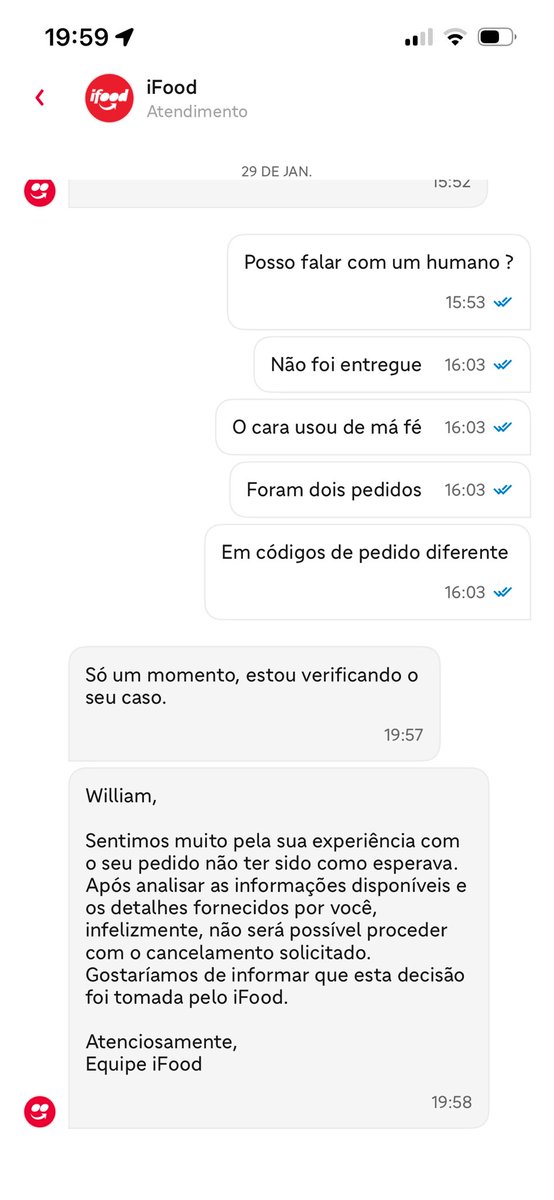 william_dygeras's tweet photo. Meus parabéns pelo atendimento péssimo de procura @iFood fui roubado pelo entregador e vocês não fizeram nada https://t.co/Hnqfj7XIFy