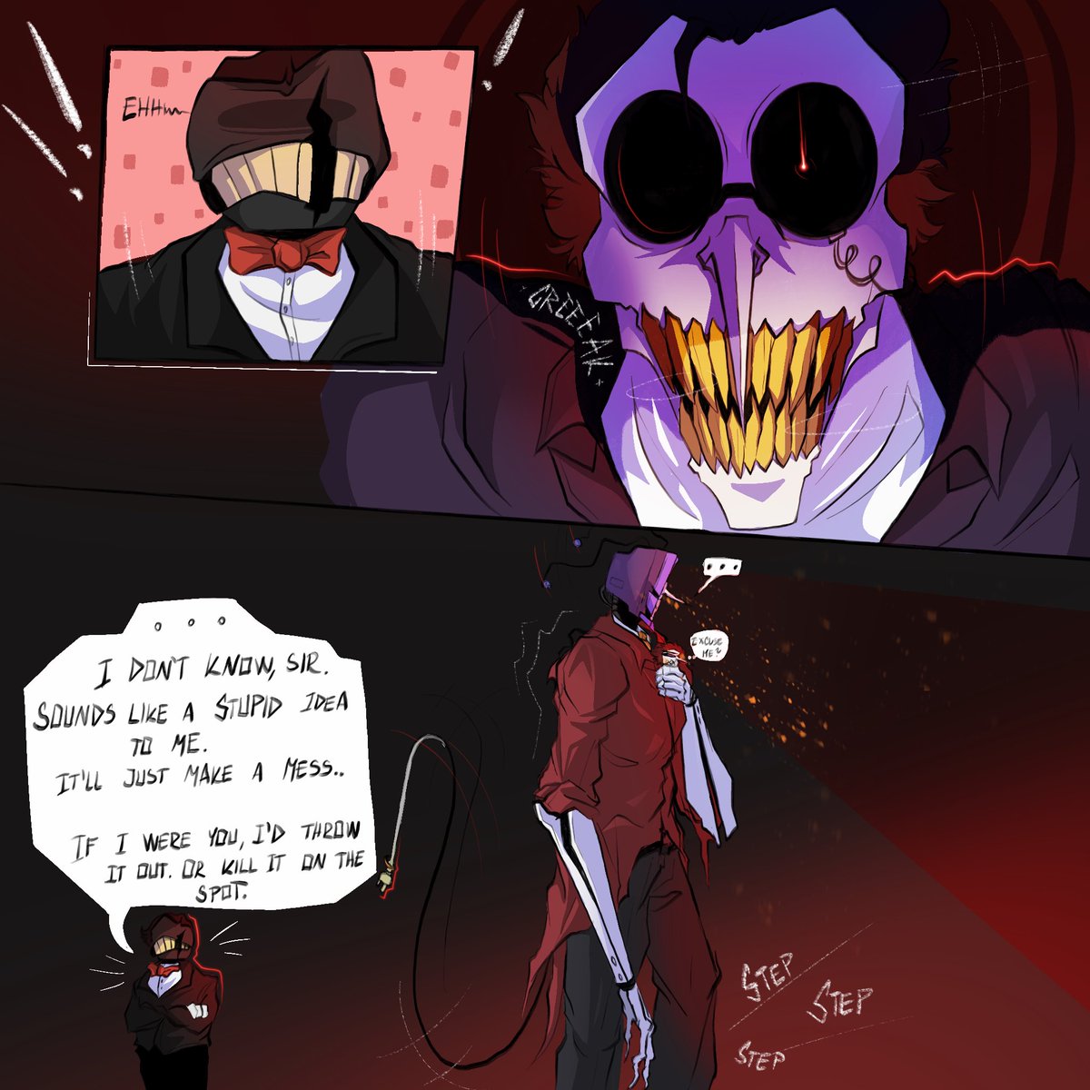 ksandrRbuge's tweet photo. Part 2. “The silence”

I’m officially working on their story yaaayyy. This comic reveals their past, what happened between them… and why they became like this.
It’s almost the same story as deltarune but a little bit dramatic. :>
#spamtenna #tenna #spamtongspamton #horrorune https://t.co/03mTvPG6Pz