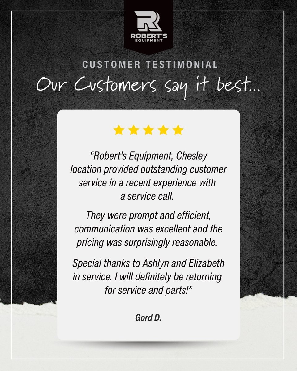 RobertsEquip_'s tweet image. ✨ We truly appreciate customers who take the time to share their feedback. Thank you for trusting our Chesley Service team and choosing Robert’s Equipment for your parts and service needs.

#CustomerAppreciation #FeedbackMatters #ServiceExcellence #Teamwork #Gratitude
