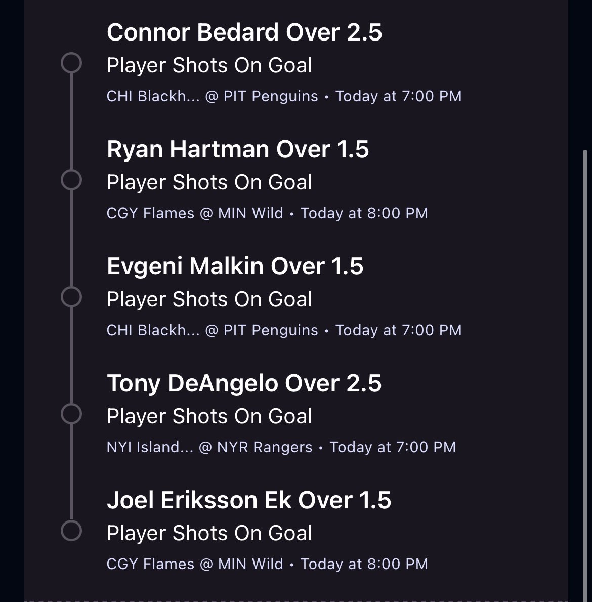 nuggon3's tweet image. NHL parlays for tonight didn’t really use any gematria shots on goals just seems so easy especially the way Lee and Deangelo played had me actually watching hockey last night😂😂 #nhl #nugg #Gambling𝕏 #BettingX #notacapperioncap #parlay #is #cashing