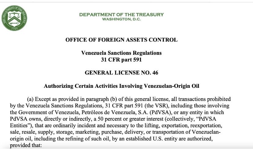 Venezuela no volvió al petróleo. El petróleo volvió… bajo custodia.
Por qué la Licencia General 46 señala un nuevo modelo de geopolítica energética

1️ Durante años el relato fue este:
“Si tocas el petróleo venezolano, salvas al régimen.”
Eso ya no es verdad.
Hoy el petróleo se