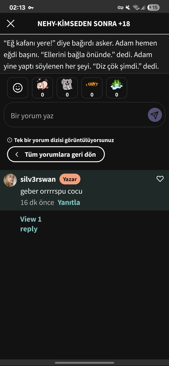 kötü karakteri fazla kötü yazdığım için gelen muhteşem yorum