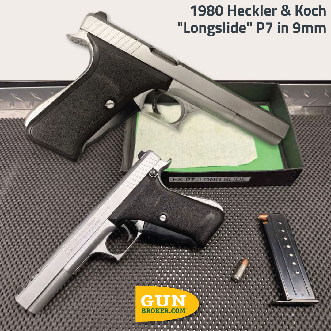 GunBroker's tweet image. 🔥 1980 Heckler &amp;amp; Koch "Longslide" P7 in 9mm for #ThrowbackThursday
🔗 See more pictures: bit.ly/3Zn2SLH

#HK #9mm #HecklerandKoch #GunBroker