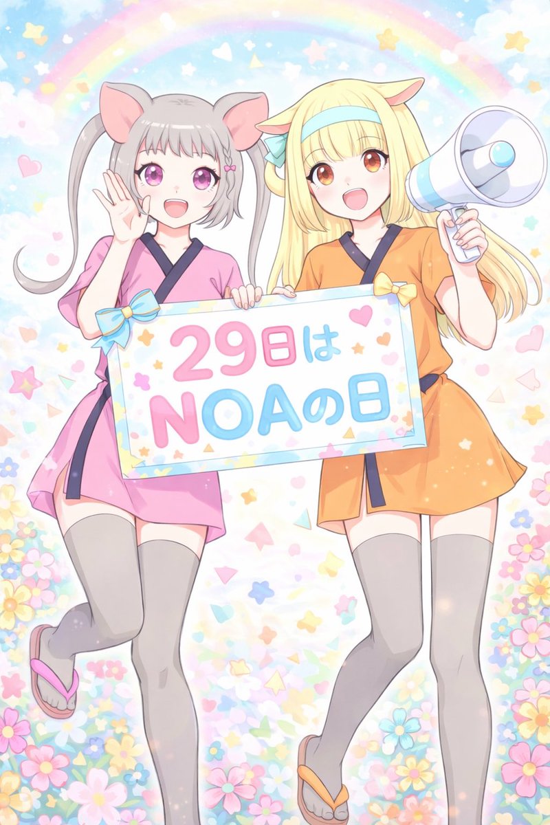 毎月29日は
 #NOAの日 🍖

ヒロちゃん🐭とベールちゃん🐏もファンアートとして読み込ませ可能に✨

（予約投稿したつもりができてなかった🥹

 #NOAart