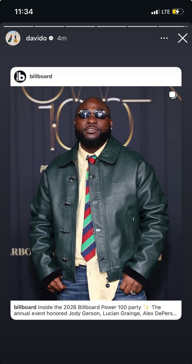 Davido via IG story 🚀