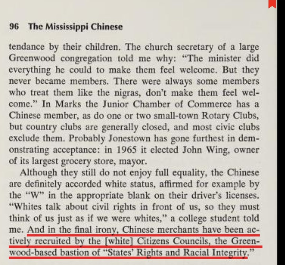 PJenkins1931's tweet photo. In Mississippi Chinese Americans:
🔹Served on white citizens councils as Jim Crow enforcers

🔹Had driver's license with "W" listed as their race https://t.co/afI6BYjt1y