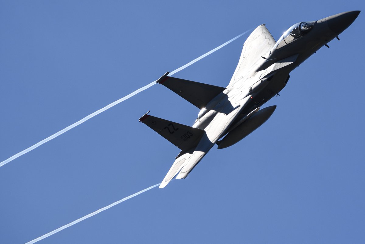 619_Aviation's tweet image. RAZOR21 flight of F-15Cs from the 144th FW the "Griffins" out of Fresno passing through point alpha of the SideWinder Low-Level.
#f15 #fresno #griffins #swll #fresno144thfw