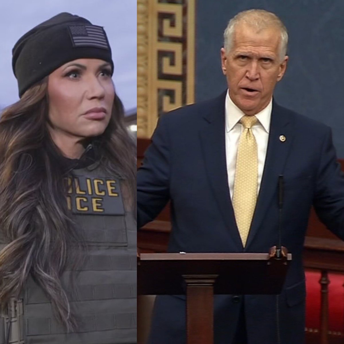 OccupyDemocrats's tweet photo. BREAKING: Republican Senator Thom Tillis obliterates “amateur’ Kristi Noem on the Senate floor for her disastrous response to a hurricane that devastated his state.

This is the last thing in the world that ICE Barbie needs right now…

“The data clearly shows that something is seriously wrong here,” Tillis said, directing the room’s attention to a chart showcasing the federal responses to hurricanes Helene, Matthew, and Florence. “Under Secretary Noem’s lack of leadership, FEMA has invented an entirely new set of bureaucracies, the likes of which I’ve never seen. And I’m in a state that deals with a disaster almost every season.”

Tillis’s state of North Carolina was ravaged by Hurricane Helene near the end of 2024, resulting in at least 108 deaths. The FEMA response — which came under the control of Noem’s Department of Homeland Security once Trump was sworn in — was sluggish, inefficient, and historically incompetent. Noem bottlenecked the flow of aid to the state by insisting on personally reviewing many disbursements. At a time when people needed help as quickly as possibly, Noem chose to nickel-and-dime them, part of a broader MAGA trend of choking off funds to average Americans to ensure that every last penny goes towards tax cuts for the rich.

“Now under Noem’s leadership, which is supposed to be more efficient, more effective and more responsive to the disaster in western North Carolina and the other states that were affected look like the EKG of someone who’s having a heart attack,” said Tillis.

The senator’s chart showed that the federal response to Helene was far worse than the responses to Matthew and Florence, a damning indictment of Noem’s leadership.

Tillis’ fiery condemnation comes at a time when Noem can scarcely afford more criticism of her leadership. Americans are clamoring for her to be fired for ICE’s rampant abuses and House Minority Leader Hakeem Jeffries has already announced plans to impeach her.

“What she’s done in Minnesota should be disqualifying. She should be out of a job,” Tillis said earlier thisbweek. “It’s just amateur-ish. It’s terrible. It’s making the president look bad on policy that he won on. [President Trump] won on a strong message on immigration. Now, nobody’s talking about that. … They’re talking about the incompetence of the leader of the Homeland Security.”

Please ❤️ and share to demand that Noem be removed from office!