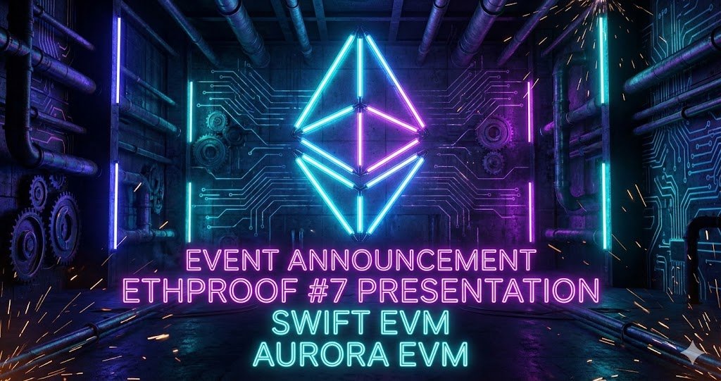 Speaking at EthProof #7 today! 🎙️
Presenting Aurora EVM &amp; Swift EVM as zkVM Guest Programs. 🚀
#Ethereum #EthProof #zkVM