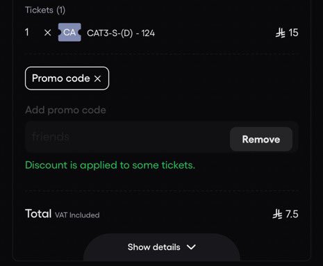 🎟️|

كود الخصم friends يعمل على خصم 50% من سعر التذكرة 

الواجهه تُصبح ١٥ ﷼ 
خلف المرمى ٧ ﷼
درجة اولى ٢٥ ﷼

رابط الحجز 👇🏻
webook.com
webook.com/en-US/events/s…