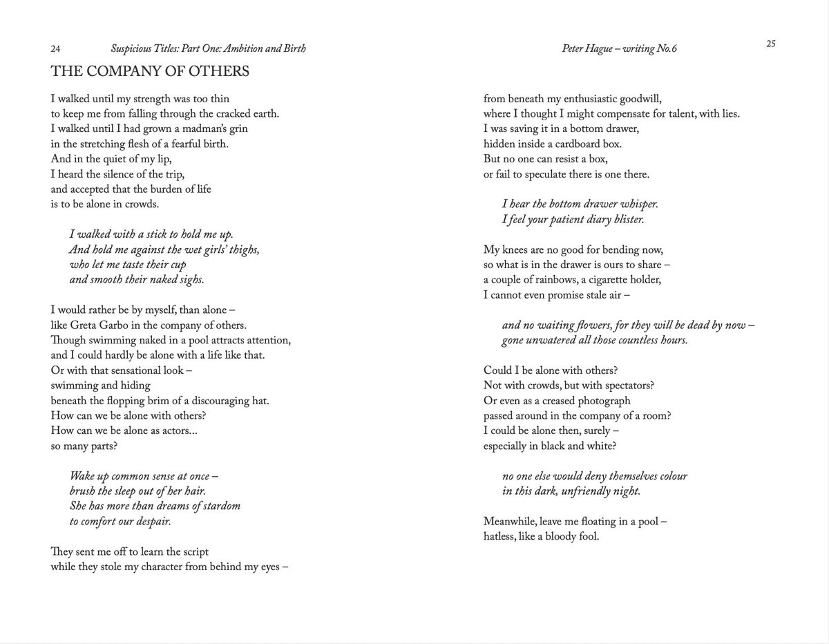 PeterHague's tweet photo. Here is my latest book of poetry. After a difficult year working on a full trilogy of my poems, I put that project aside for the moment and switched to completeing this 84 page book of my early poems, written between 1975 and 1988. These poems are worthy contributions to my general output because they contain clear evidence of the full emergence of my eventual style. The book is called ’Suspicious Titles’.
https://t.co/lkXiicFiyb