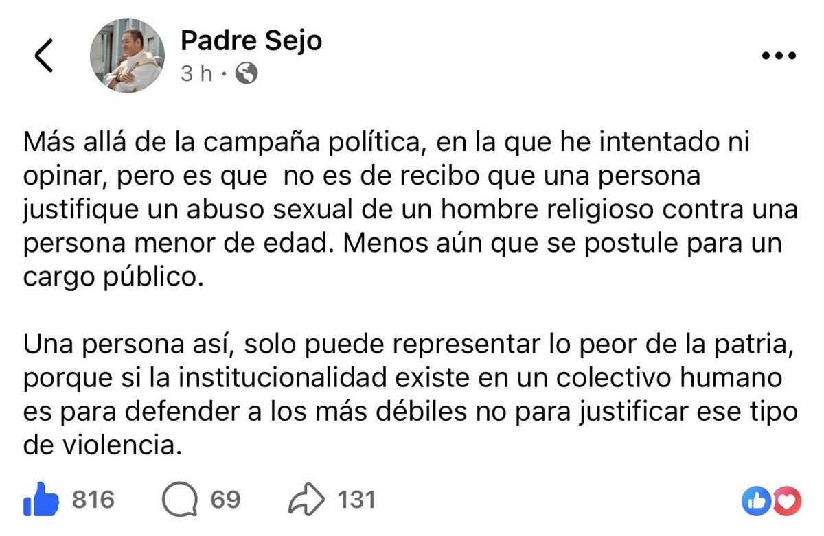 esMichaelconK's tweet photo. Si yo votara en Alajuela llevaría esta publicación del Padre Sejo en una camisa el domingo para ir a votar. https://t.co/BDG7xO6lO4