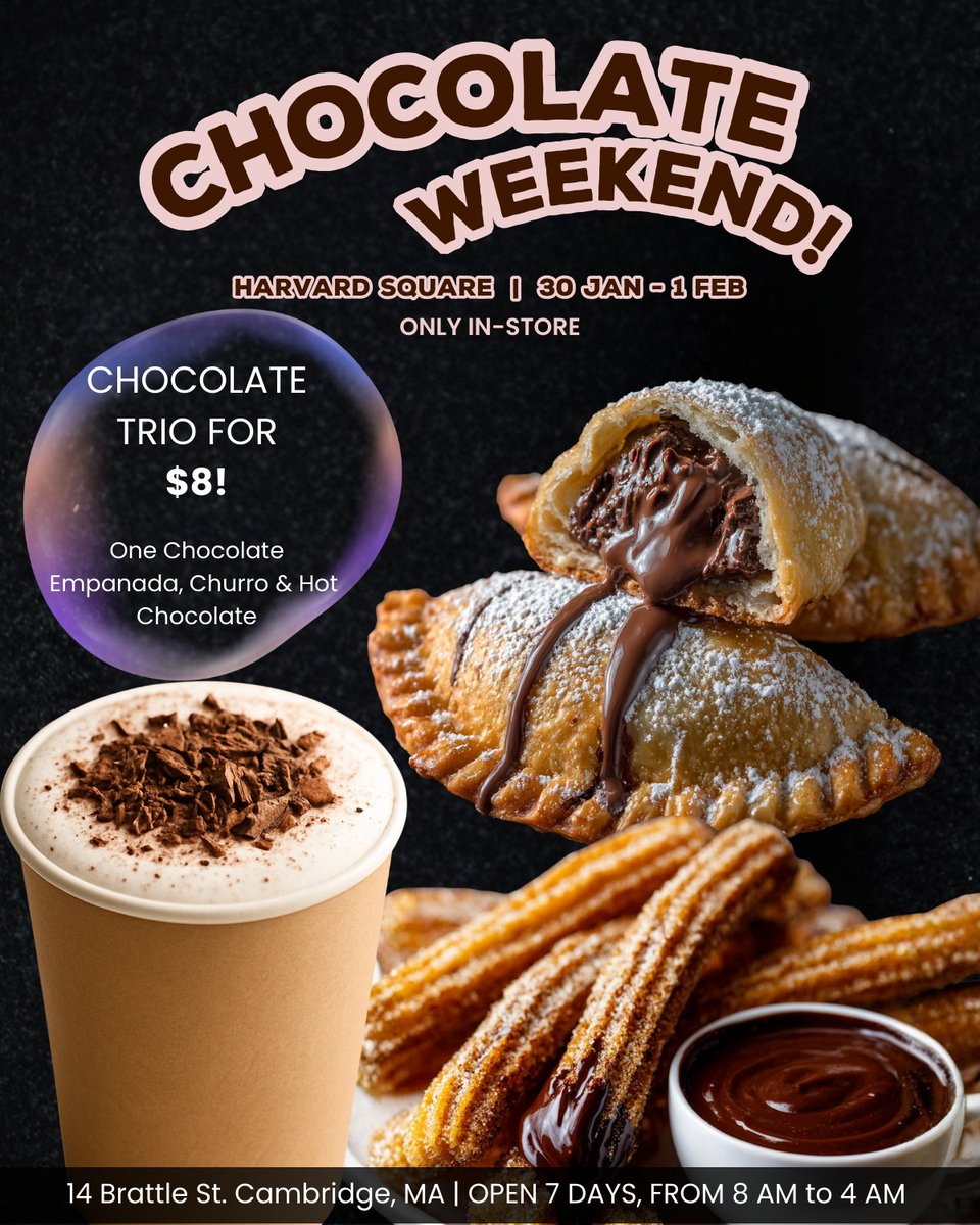Drooling thinking about drowning in chocolate 🍫🤤

#HarvardSquare #HarvardSquareChocolateWeekend #ChocolateWeekend #SweetTreat #ElJefes #ElJefesTaqueria