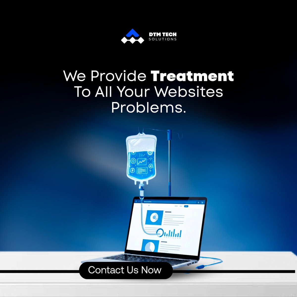 dtm_tech's tweet photo. We treat website problems - not just symptoms.
Speed. Security. SEO. Conversions.

If your site isn’t performing, DM us. https://t.co/di0s7MSump