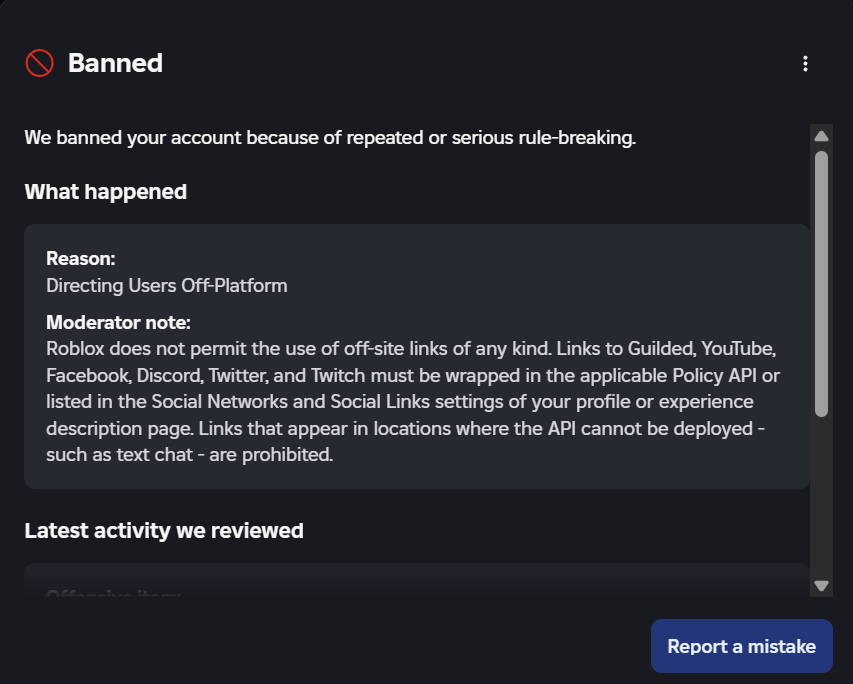 Imdone13Real's tweet photo. @Roblox My account of 15 years was just deleted over a texture for a NASCAR stock car that included an off-site link. I need any help I can get to get my account back, I do not want to lose years and years of progress just over something so stupid. Please!
#ROBLOX 
(1/?) https://t.co/0CeRJ26ZgV