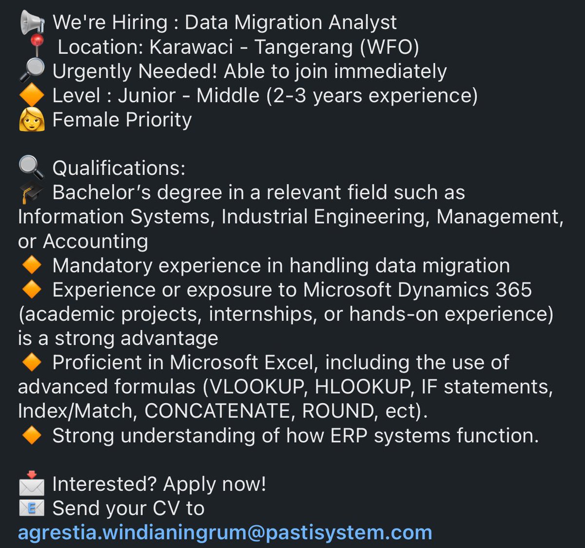 Applyajadulu's tweet image. Ini keterangan lengkapnya.
Untuk yang sudah bergabung di group Whatsapp sudah aku share berikut recruiternya agar kamu bisa hubungi langsung.