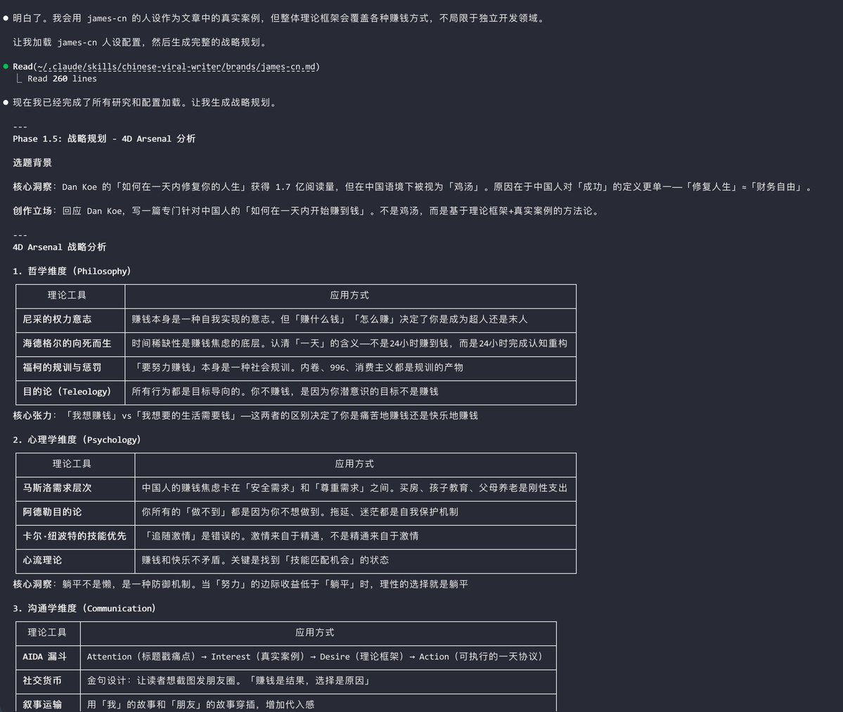 JamesAI's tweet image. 人的专注力基本上只能撑完 1000 字以内的文章。

但这篇近万字的 X 长文，一周时间拿下了 70 万阅读。

没错，这篇文章是 100% AI 完成的。选题，编写，配图，发布。从头到尾，我的人工干预是零。

更有意思的是，发布之后，AI 还帮我做了完整的持续加热策略。…
