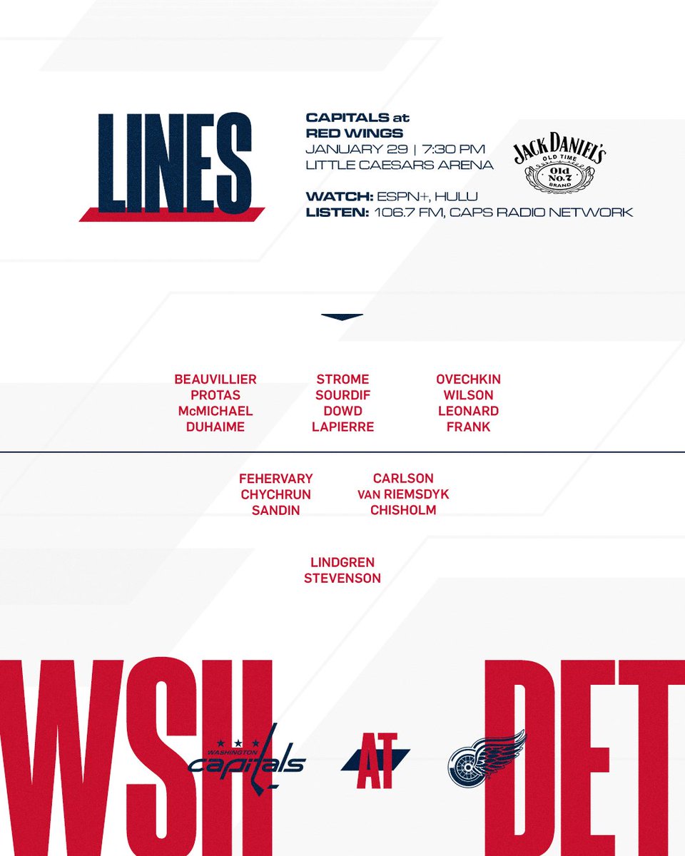 Capitals's tweet photo. Lineys

#CapsWings | @JackDaniels_US https://t.co/xy7GbJrTYL