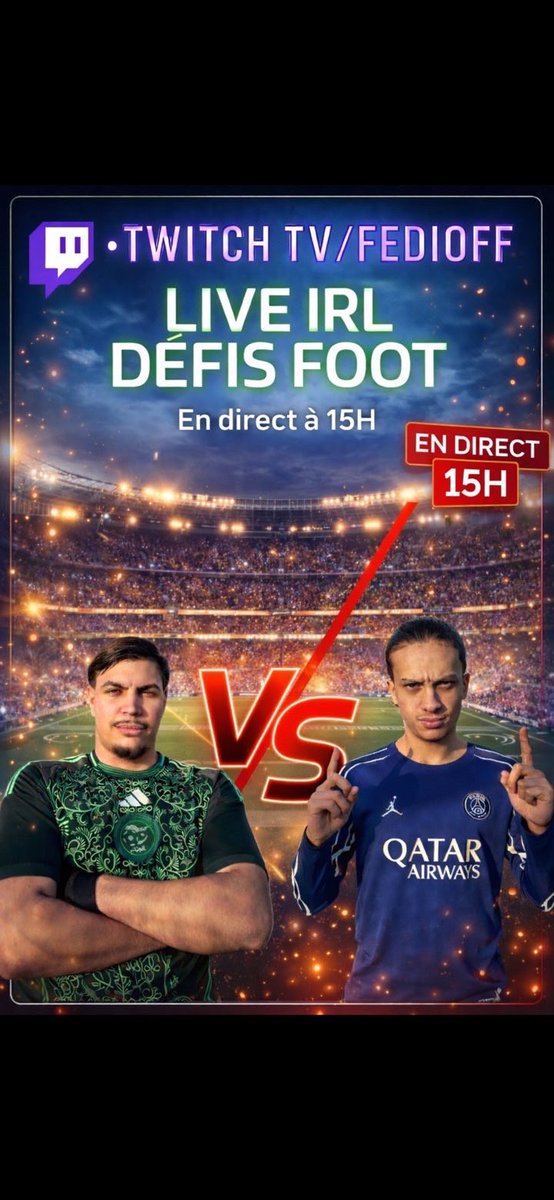 🚨🚨 LIVE DÉFIS FOOTBALL 🚨🚨

📆 30 janvier 2026
⏰ À 15 h

À ce soir sur Twitch ⬇️⬇️

👉 twitch.tv/fedioff