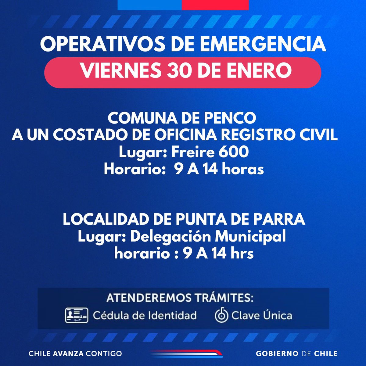 📢 Este viernes 30 de enero continuamos con los operativos de emergencia con el objetivo de optimizar la atención y responder a las necesidades de la comunidad.