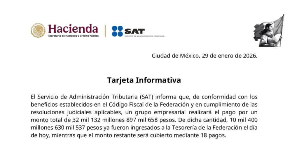 Ricardo Salinas Pliego ya hizo su "primer paguito" al SAT: sí, aunque le doliera en el alma y fuera contra su voluntad. Ahora a liquidar el total en abonos chiquitos durante 18 meses, porque no importa cuántos millones tengas, nadie por encima de la ley. Ni el millonario usurero