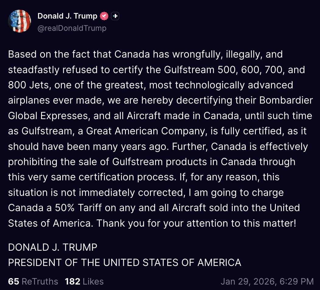 jonostrower's tweet photo. The team from @theaircurrent is seeking more information on this statement from the President. A massive amount of the U.S. fleet of mainline, regional, helicopter and military aircraft are "made in Canada." https://t.co/7C9CQ6vxz9