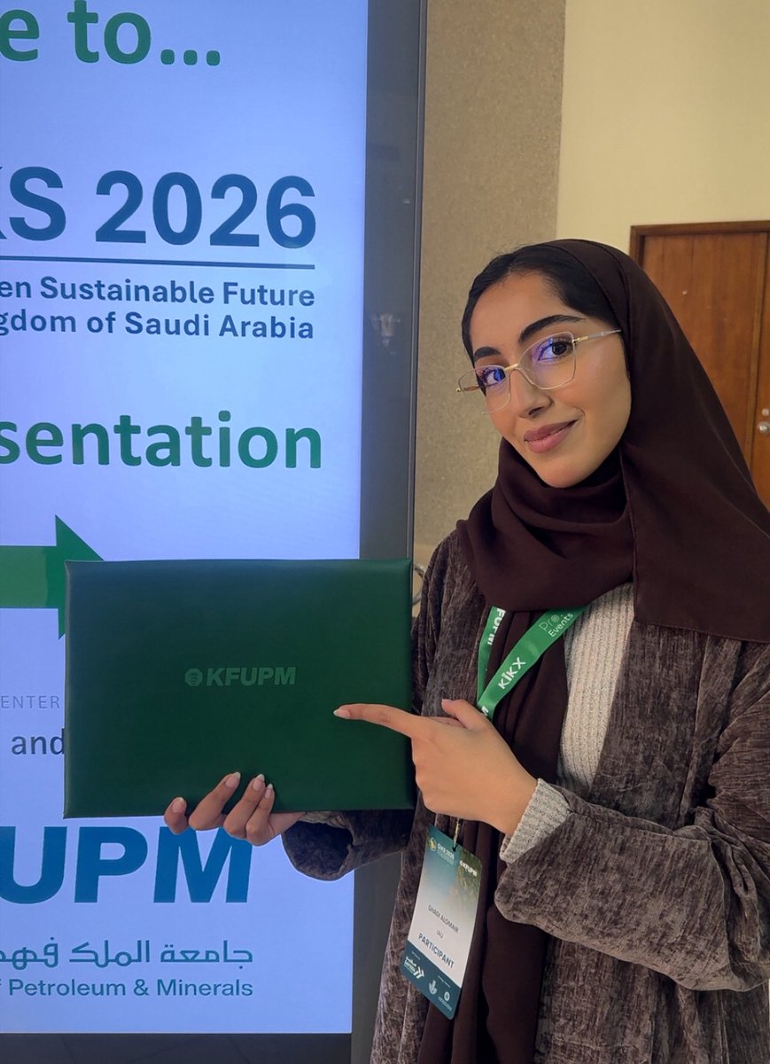 _Ghalomair's tweet photo. Grateful to have participated with a poster at the 3rd edition of #GIKS2026 at King Fahd University of Petroleum &amp; Minerals. 

A truly enriching and enjoyable experience with my amazing teammates, under the supervision of Dr. Amany Alqosaibi ❣️. https://t.co/qYoRvhTAi8