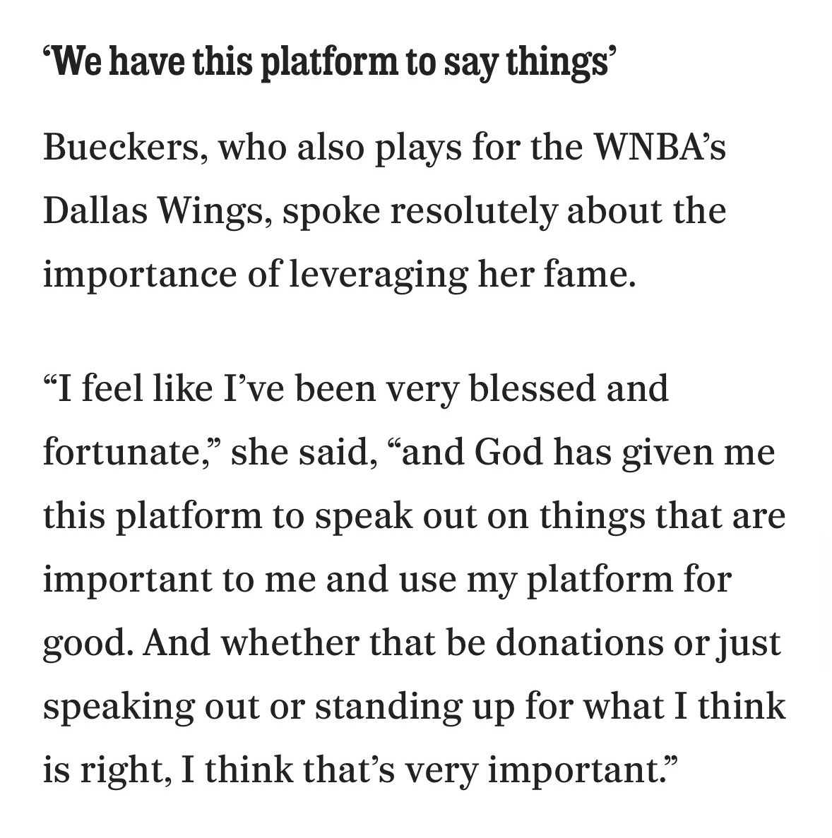 Paige Bueckers speaks out against ICE and the brutality it has unleashed: “innocent lives are being taken; innocent families are being broken apart. People are afraid to send their children to school, people are afraid to go to work and provide for their family, people are afraid