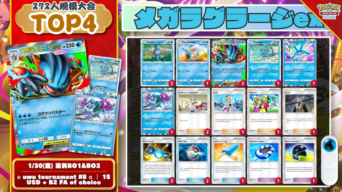 🌏 ポケポケ 大会結果｜1/30(金) 🌏 272人参加の大会で『毒軸